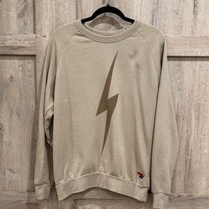Aviator Nation Beige Lightning Bolt Sweatshirt Size M